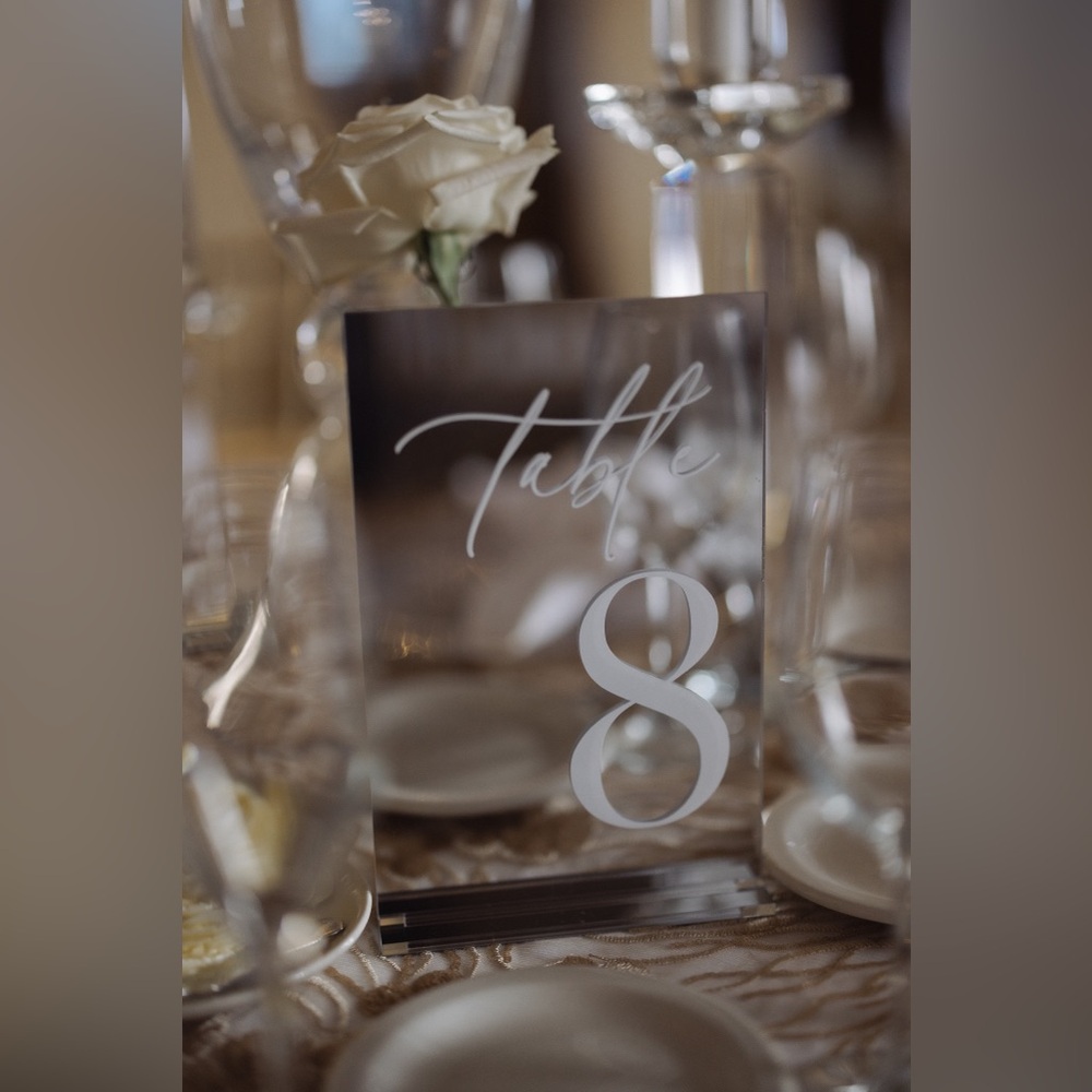 Elegant Wedding Mirror Table Numbers 1 - 10
